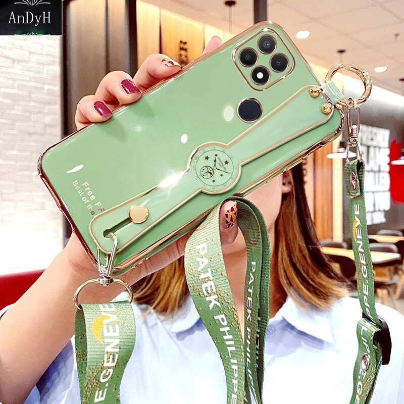 Casing Soft Case OPPO A15 A35 A15S Hias Berlian Imitasi Dengan Tali lanyard