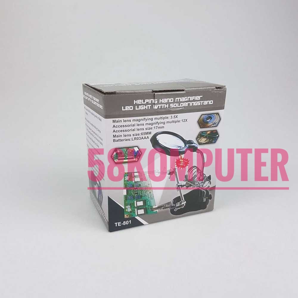 Alat Bantu Pegangan Solder Pcb Helping Hand Kaca Pembesar Led
