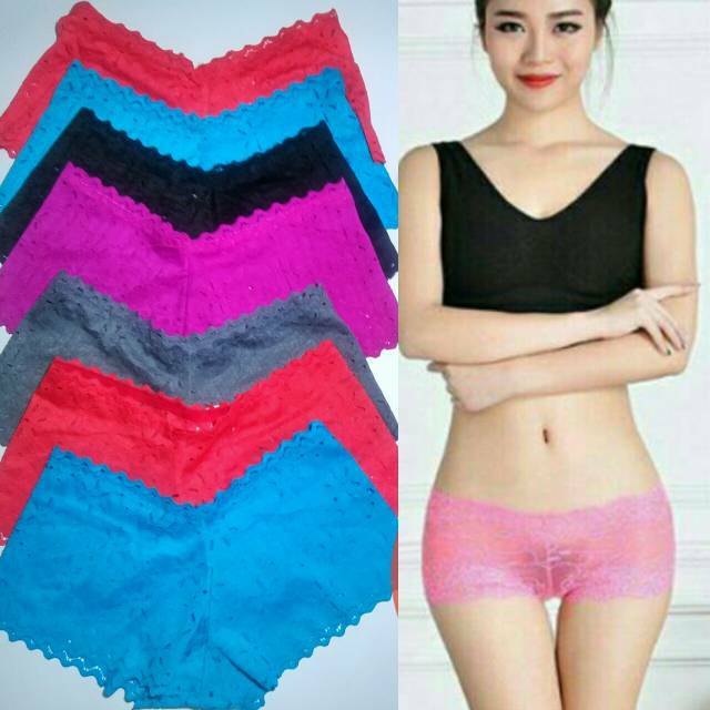 CD boxer wanita Renda 2112 / Celana Dalam Boxer Import Renda Supersoft By Belbra