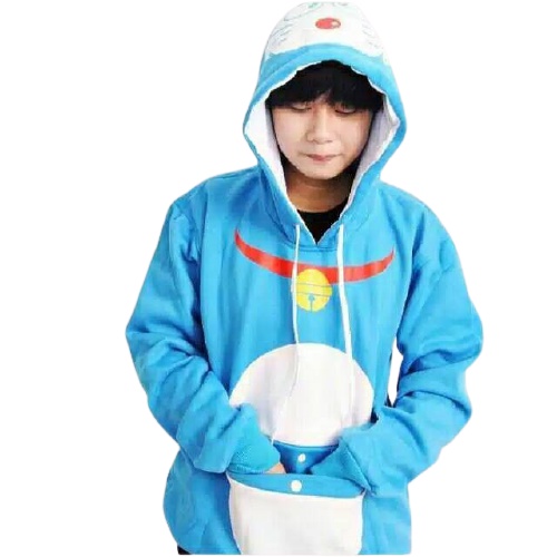Sweater Wanita Cartoon Doraemon Hoodie Wanita Dewasa Basic Sytle Korea Unik Jaket Perempuan Cesual