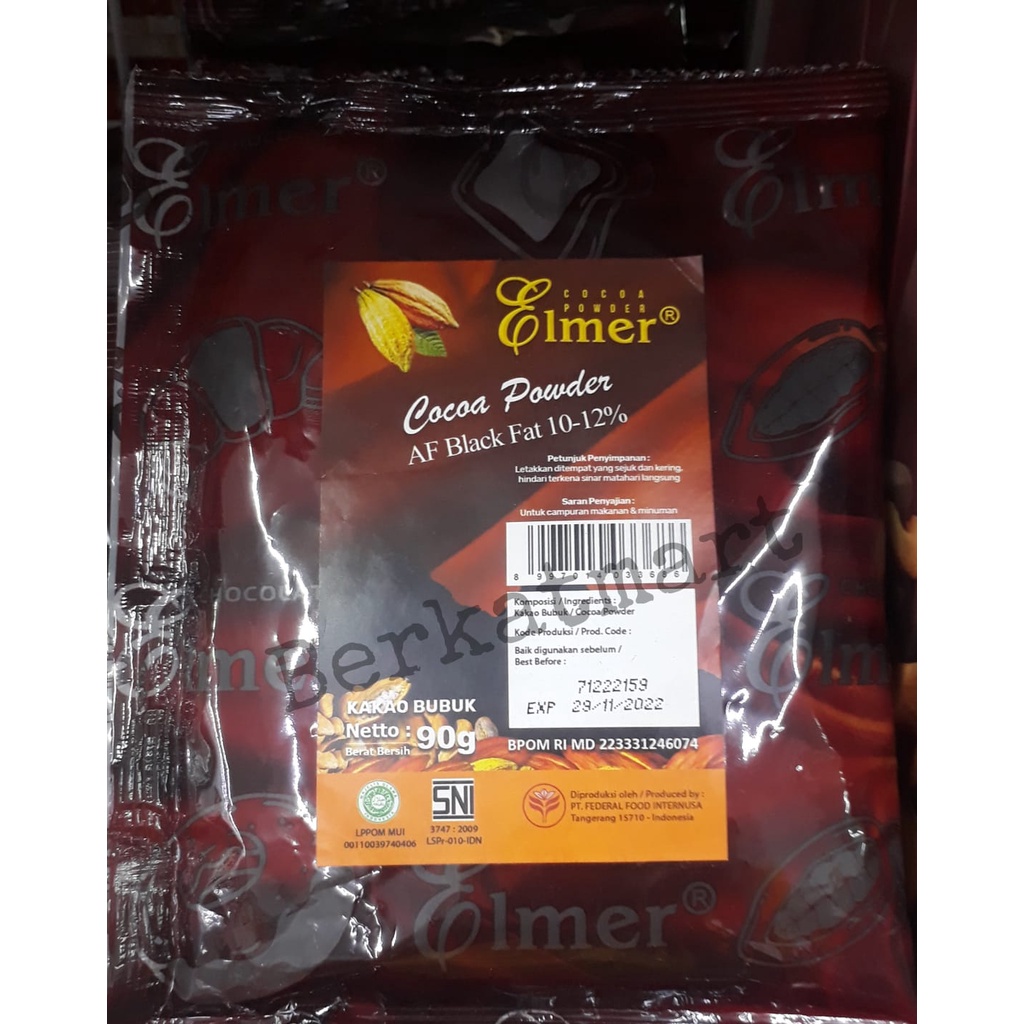 Elmer Cocoa Powder AF Black Fat 10-12% kemasan 90gr