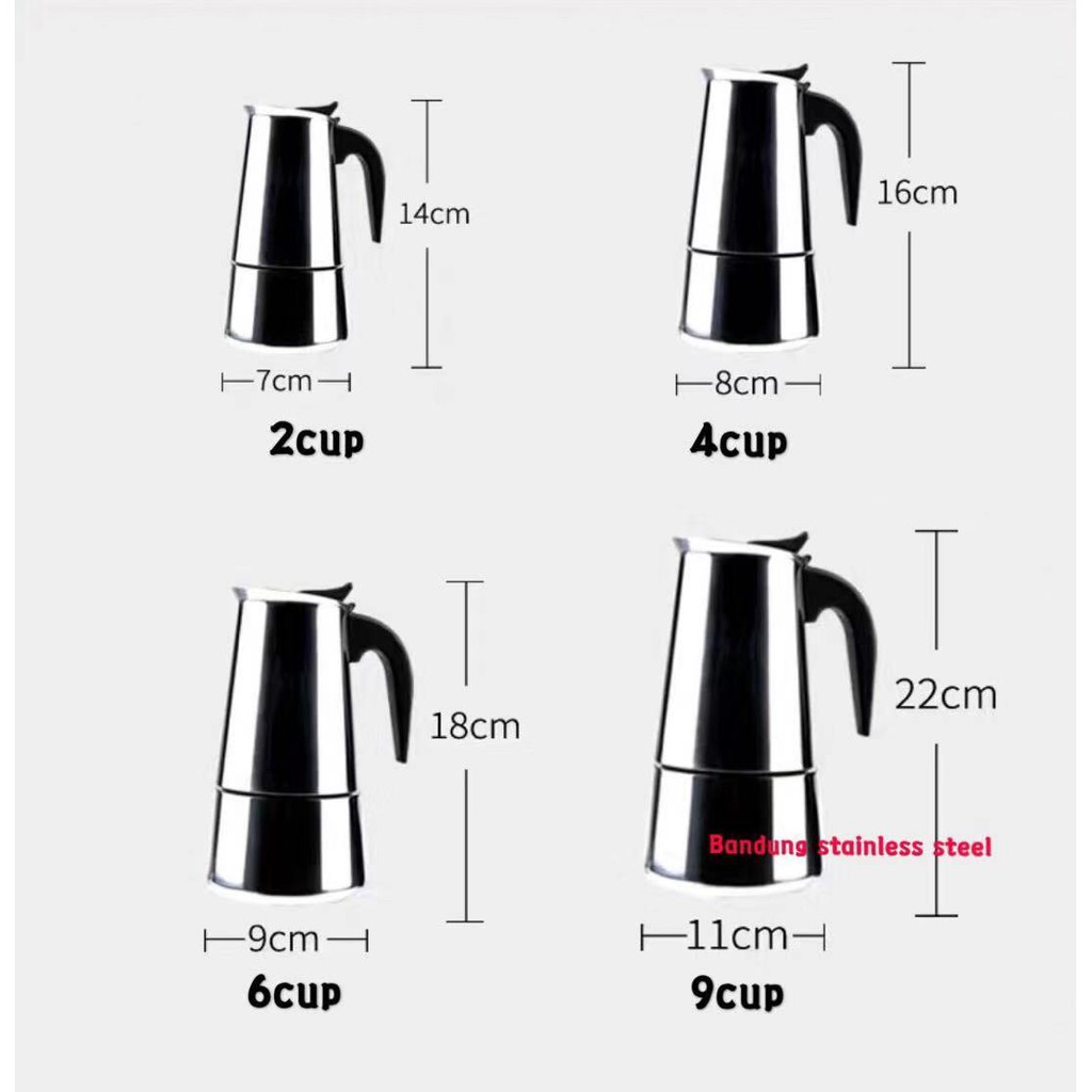 Mokapot 4 cup 200ml coffee maker alat kopi moka pot espresso stainless