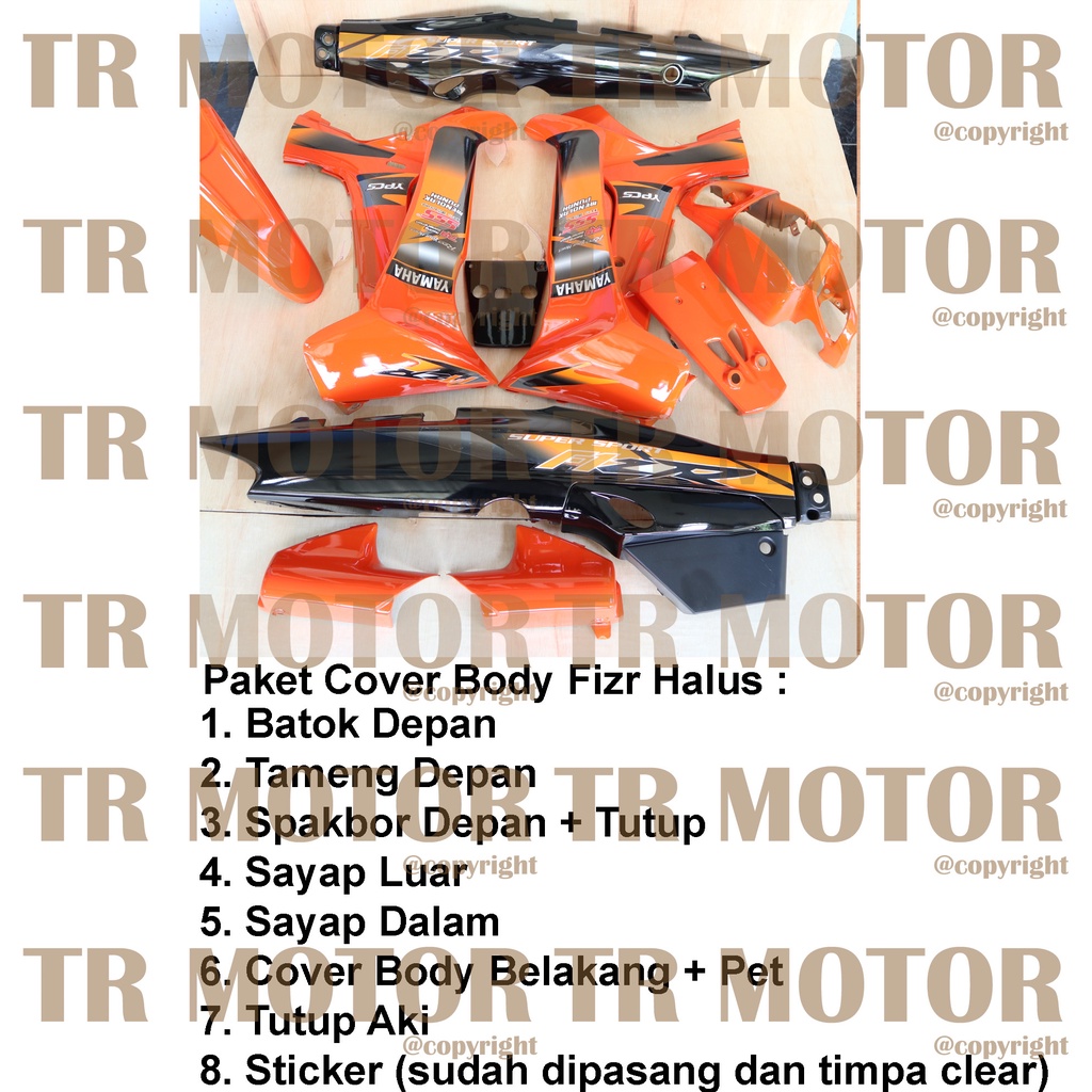 Cover Body Fizr F1zr Super Sport Orange Hitam Full Set Halus Cover Bodi Yamaha Fiz r