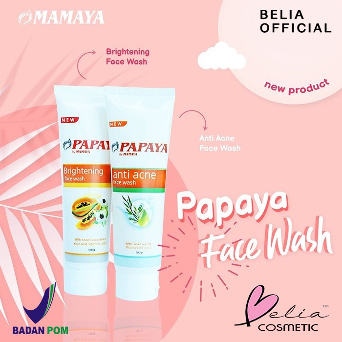 ❤ BELIA ❤ MAMAYA Papaya Face Wash Brightening | Anti Acne 100g (✔️BPOM)