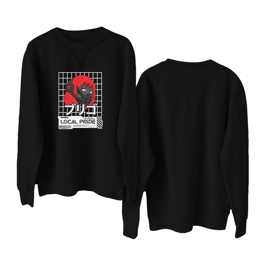 BRIGO Basic Sweatshirt  CYBERPUNK II Sweater Crewneck BRIGO CYBERPUNK Sablon DTF Fleece Cotton M-XXL (Pria &amp; Wanita) Free stiker&amp;Gantungan Kunci