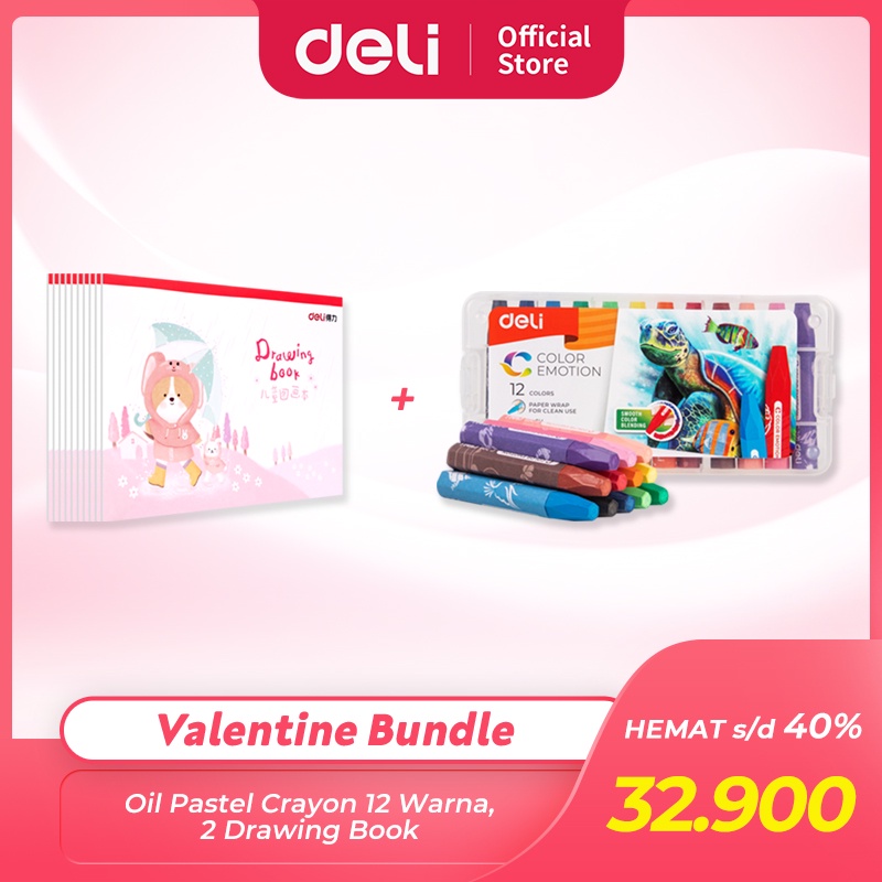 

PAKET Deli Edisi Valentine Edisi Valentine / Oil pastel Crayon, 2 Buku gambar / VAL2022-4
