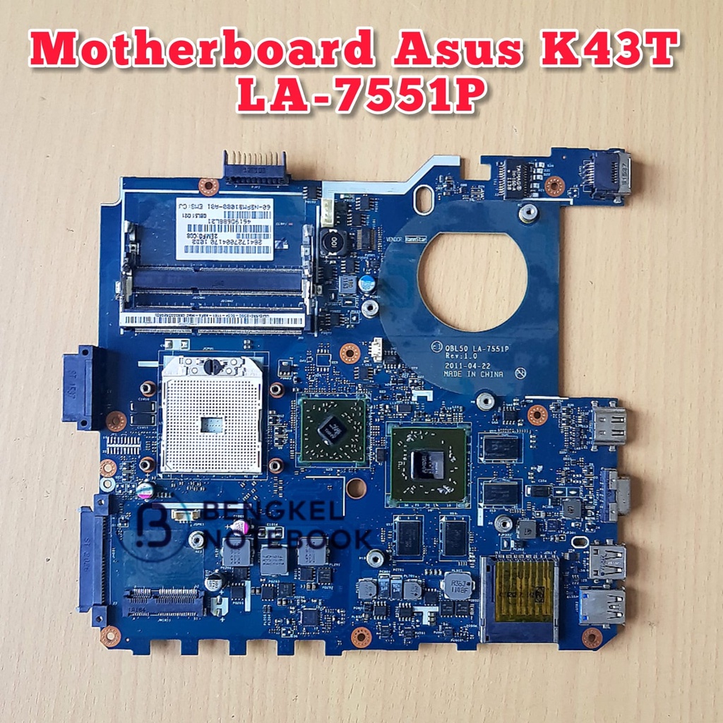 Motherboard Asus X43T K43T K43TK K43TA  LA-7551P HD6650M 1GB