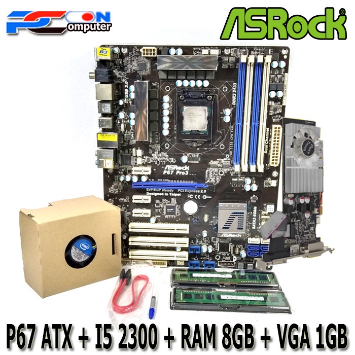 Paket Mainboard Mobo Motherboard P67 ATX dengan Processor i5