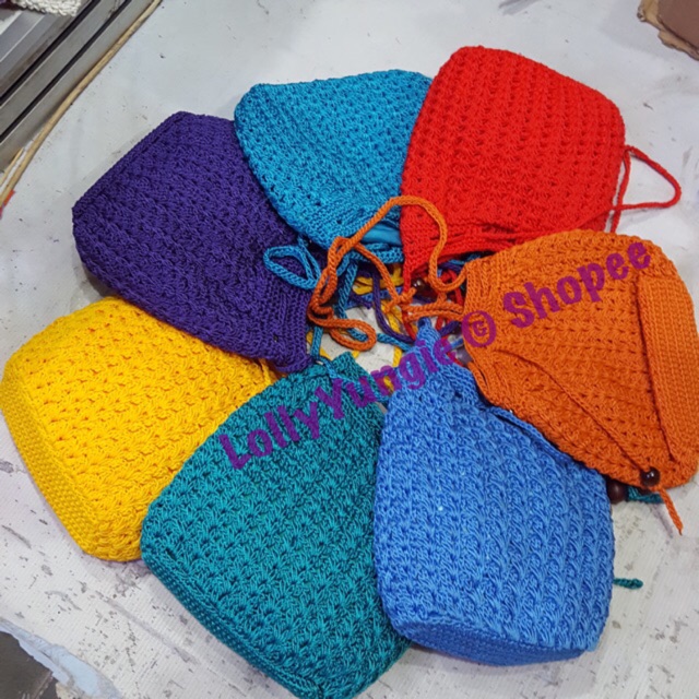 Tas rajut selempang serut