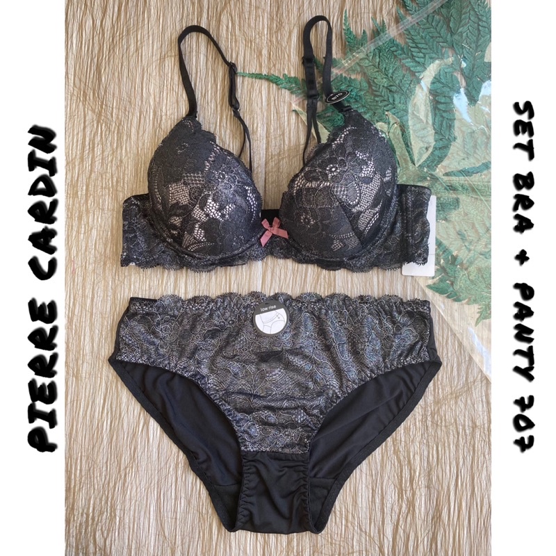 SET PAKAIAN DALAM WANITA PIERRE CARDIN SET BRA & PANTY WARNA HITAM 707-73495B