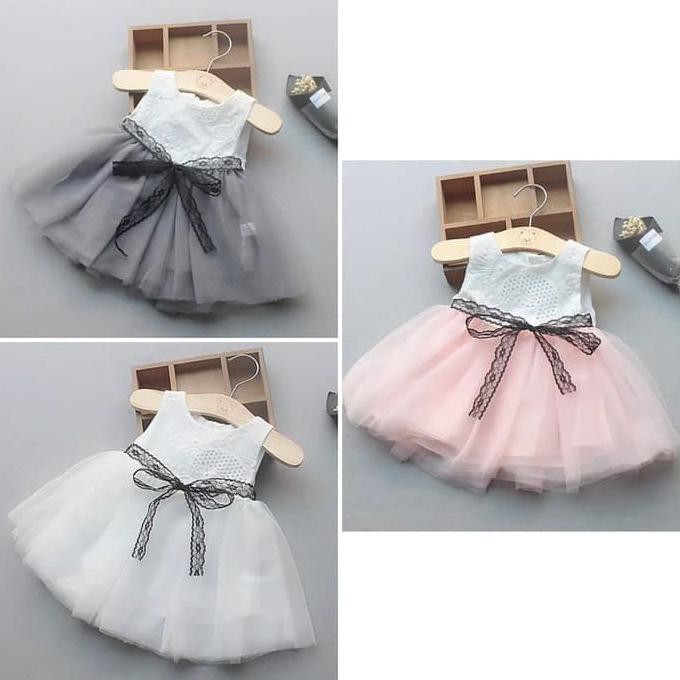 Baby Dress Baju Pesta Bayi Anak Perempuan Putih Tutu Katun