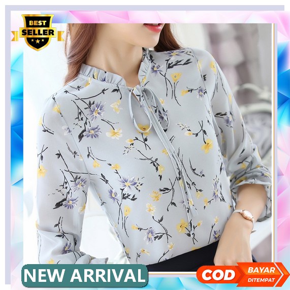 Blouse Wanita Sophie Martin Abiela Tb035B6 Biru Lengan Panjang Kerja Paris Fa J87T2 Baju Atasan Arin