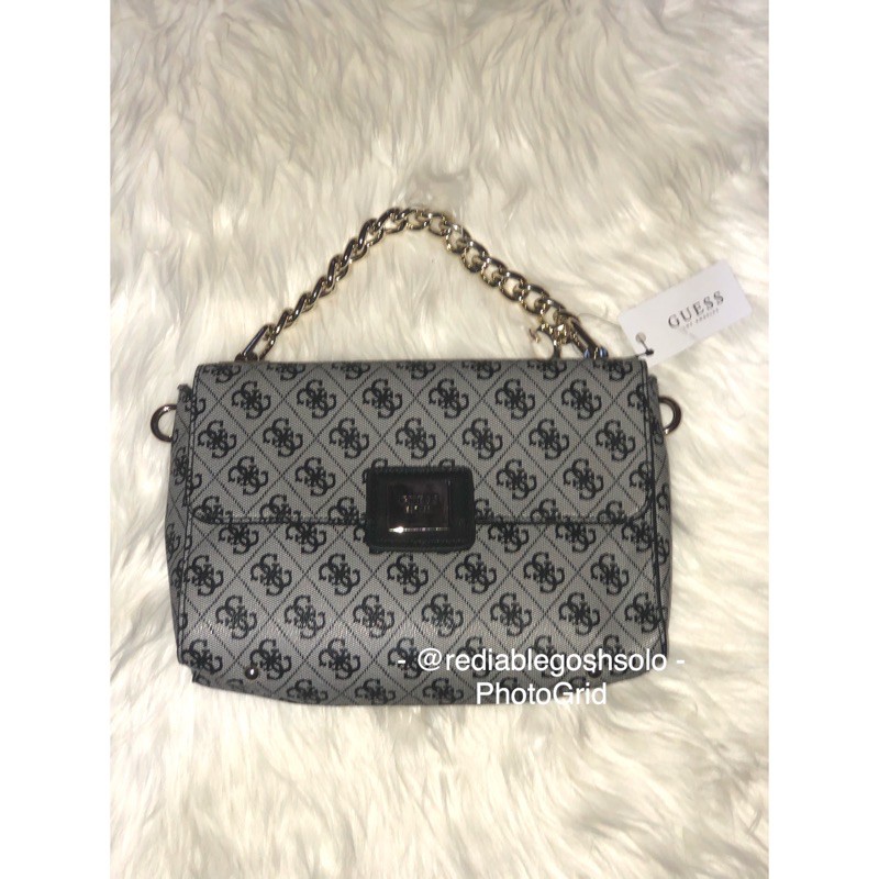 Guess candace top handle black grey best seller (Ready)