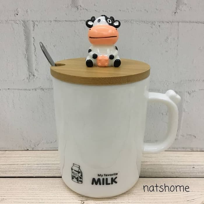 Mug Keramik Tutup Sapi Moo Im Milk motif polos