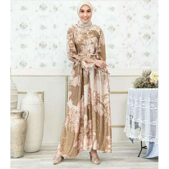 Wearing Klamby Alyssa Dress Color Hazel From Kupu-kupu Series Size L