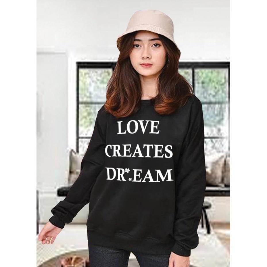 Kaos Lengan Panjang DREAM / Kaos Sweatshirt / Atasan Wanita / Atasan Wanita Lengan Panjang / Atasan Import / Kaos Wanita Blus