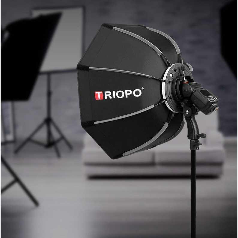 TRIOPO Payung Studio Octagonal Softbox Reflektor Flash 65CM - KS65 [Hitam]