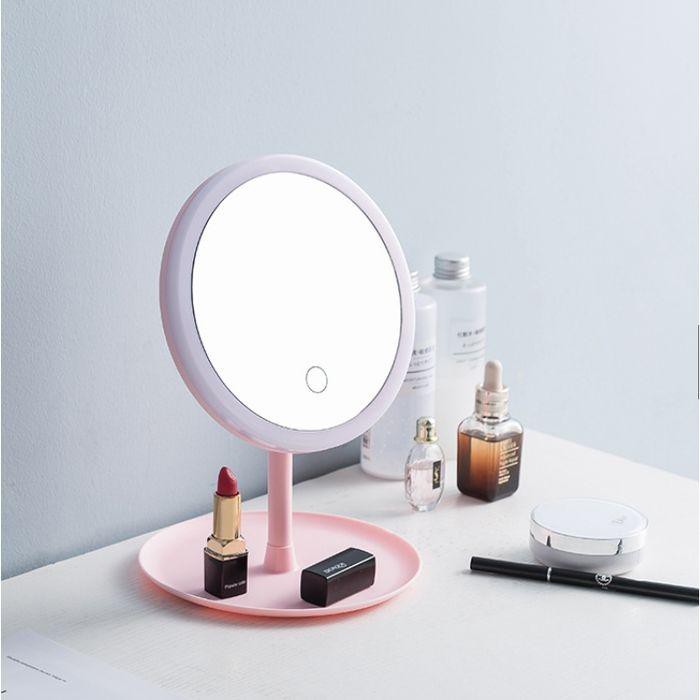 Promo Desktop LED Mirror Makeup Mirror Light Led Cermin Rias Make up LED - Oval Charge Murah