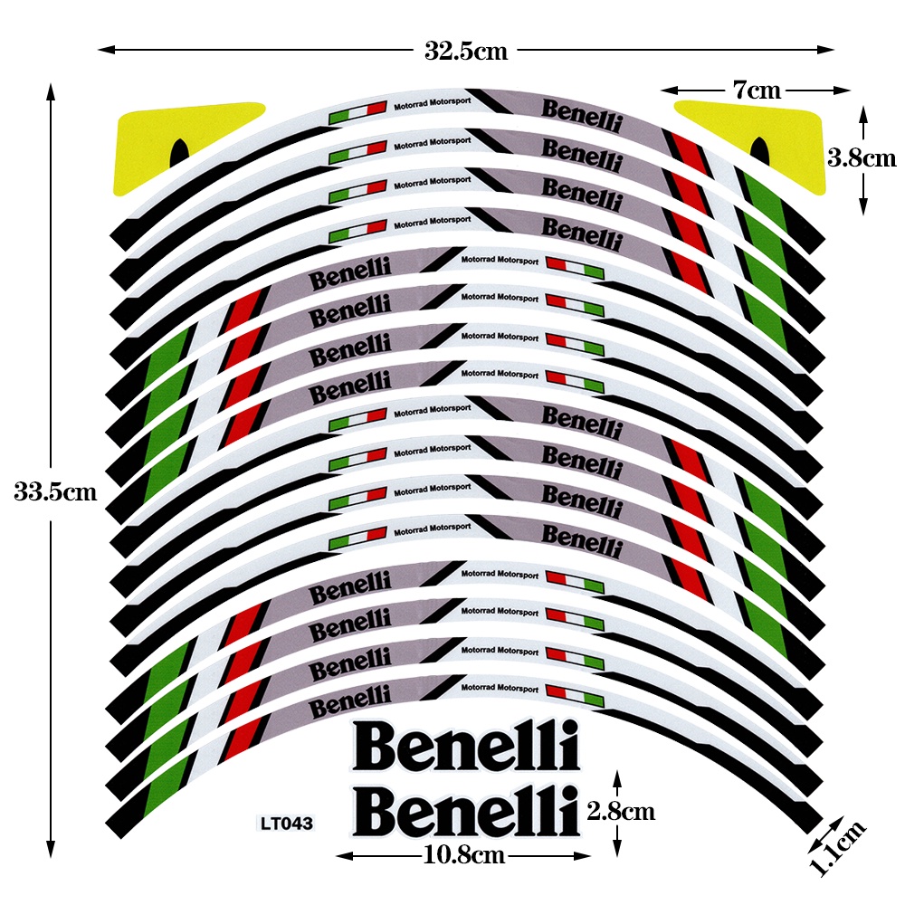 Benelli Stiker Roda Motor 18inch Rim Sticker Film Ban Border Reflektif Decals Untuk Benelli Tnt135 150 300 302S 502X