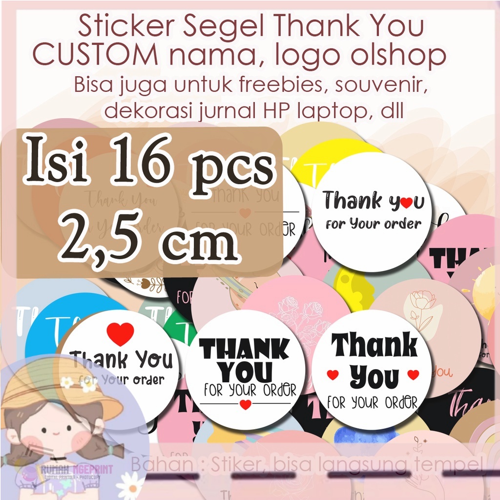 

(HNR)ISI 16 pcs PART 1 STIKER SEGEL TERIMAKASIH THANK YOU BISA CUSTOM OLSHOP DEKO JURNAL FREEBIES SOUVENIR PERNIKAHAN