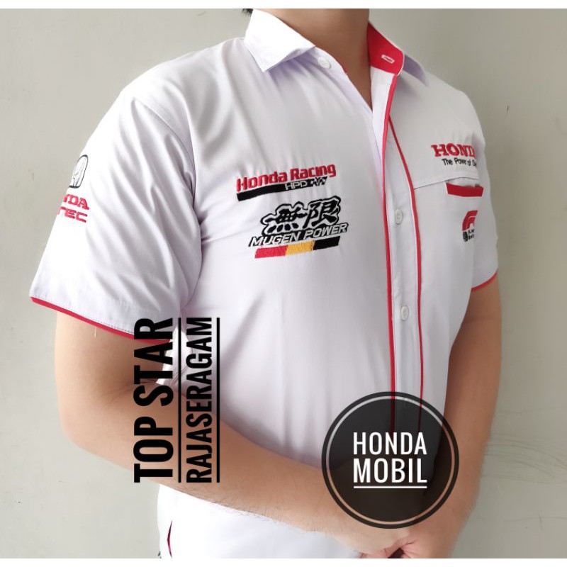 Baju Otomotif HONDA MOBIL Seragam Komunitas Moto GP Kemeja Bordir F1