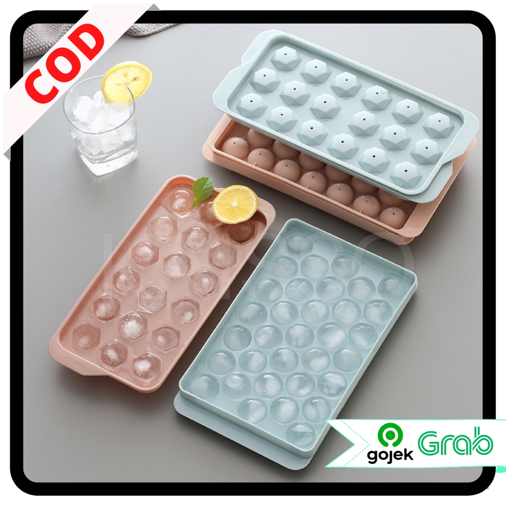 KAISSO - CETAKAN ES BATU PLASTIK KOTAK TEMPAT PENCETAK JELLY MOTIF BULAT ICE CUBE FOOD GRADE