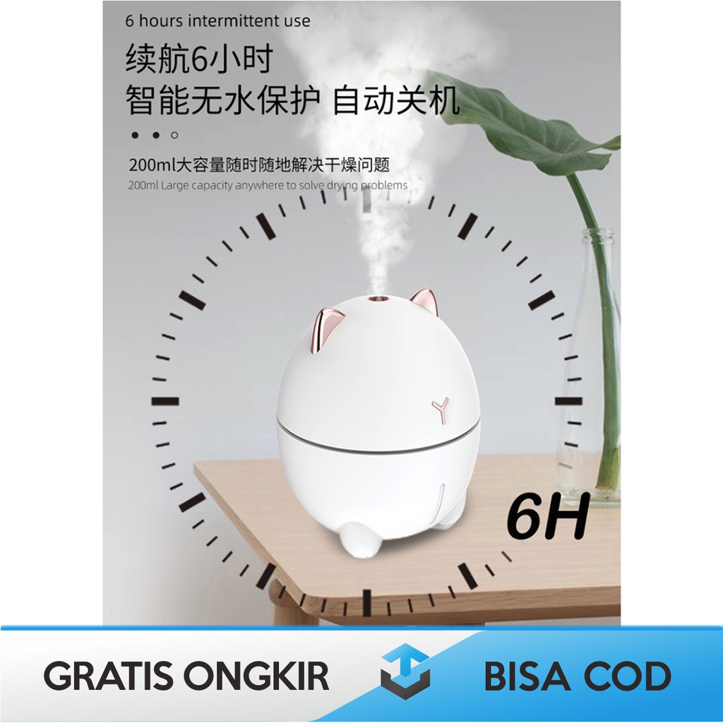 HUMIDIFIER DIFUSSER AROMATERAPI TAFFWARE ORIGINAL DUDU CAT 200 ML LAMPU MALAM KUCING HUMI DDM-1