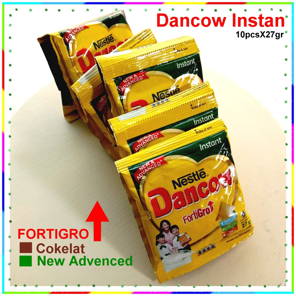 

susu bubuk instan dancow FORTIGRO 10x27gr sachet DANCOW COKELAT