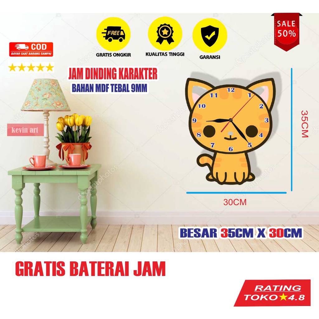 JAM DINDING KARAKTER UNIK KUCING LUCU ANIMAL CAT HEWAN AKSESORIS DINDING KAMAR TIDUR ANAK CEWE COWOK MINIMALIS AESTEHTIC MURAH 3d DEKORASI DINDING ARTISITIK ANTIK KADO HADIAH ULANG TAHUN ANAK BAGUS DISKON