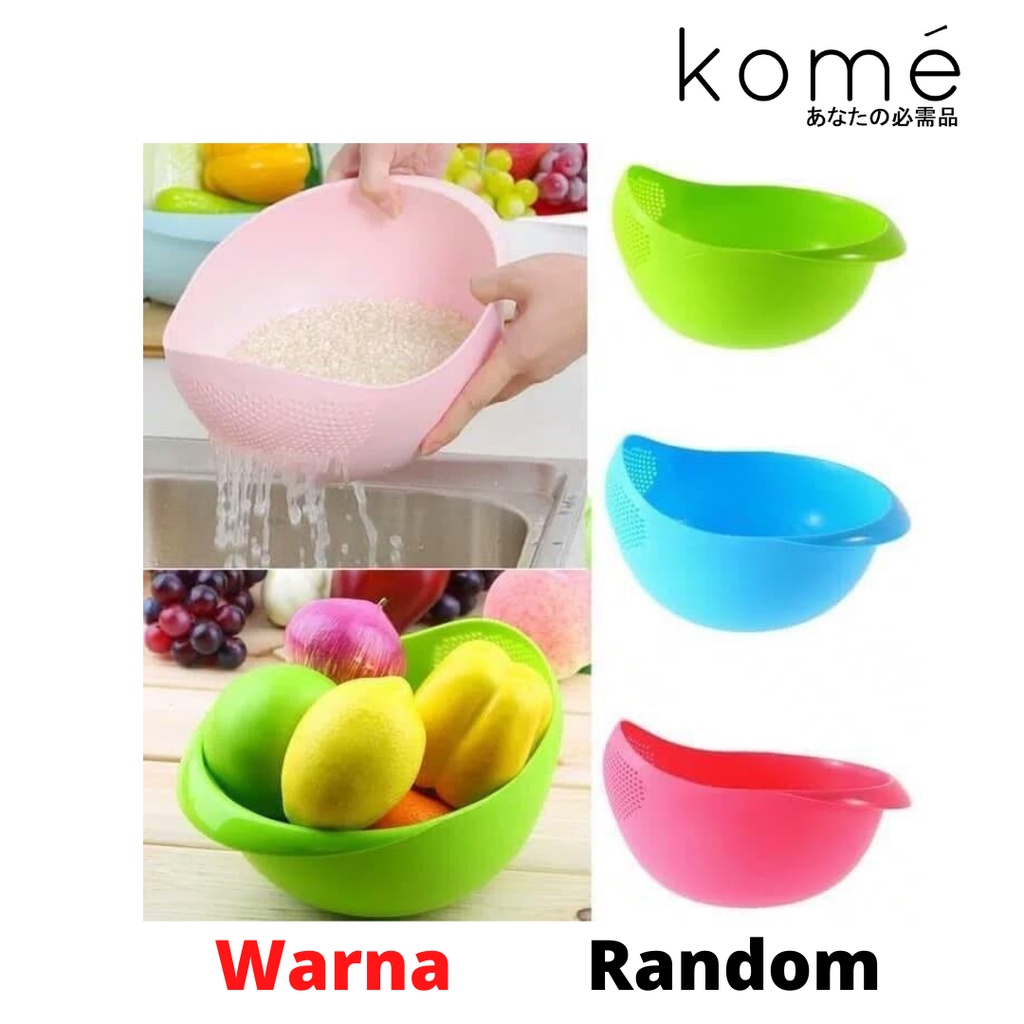 Wadah Cuci, Beras, Sayur, Buah / Multifunction Bowl / Saringan Cuci Beras / Wadah Cuci Warna - Warni