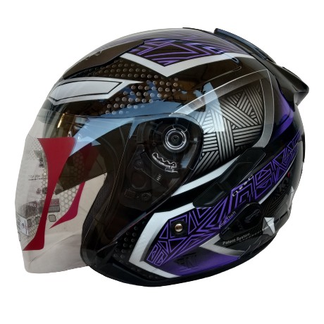 HELM KYT GALAXY SLIDE BLACK PANTHER MARVEL SERIES BLACK PURPLE