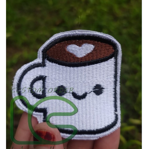 Patch Bordir COFFEE GELAS/Patch Bordir Mug Love lucu