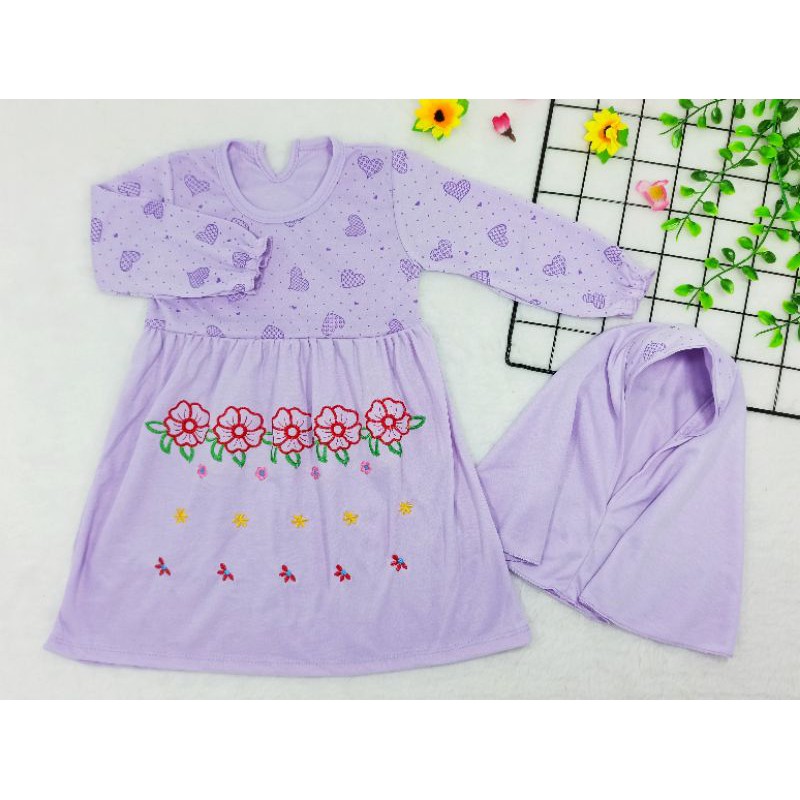 Ss#002 Gamis Anak + Jilbab Ukuran 3-18bulan, Baju Syarii Anak, Baju Anak Muslimah