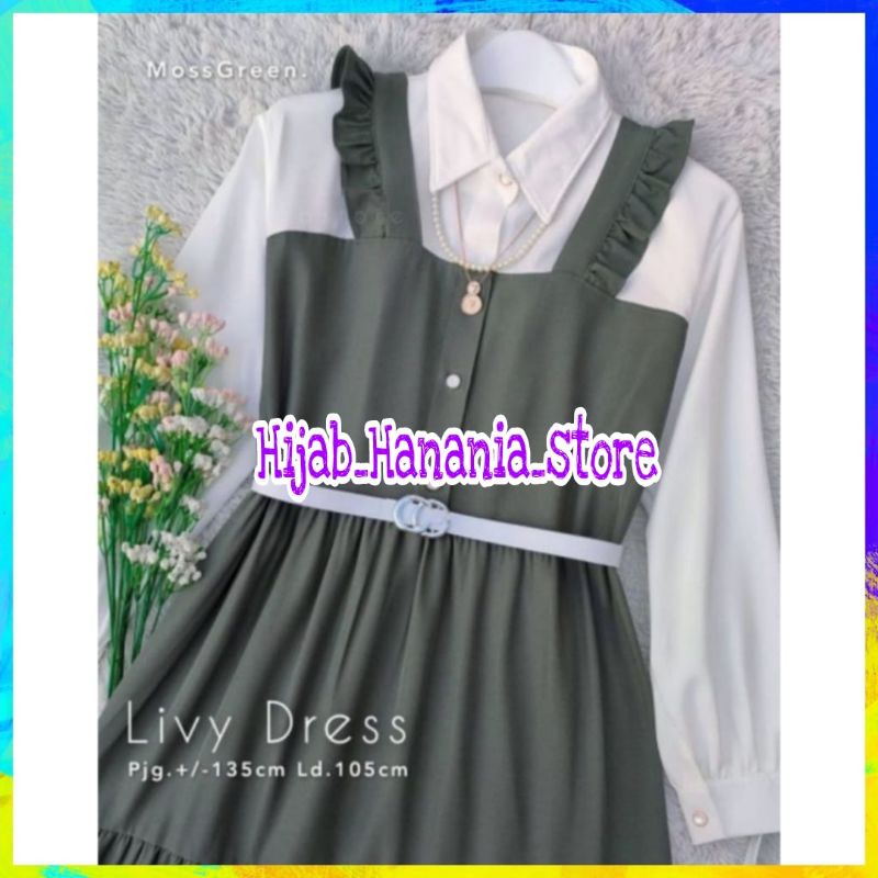 [MURAH] Baju wanita Dress Wanita Muslim Dress Korean Style Livy Dress Pakaian Atasan Wanita Long Dre