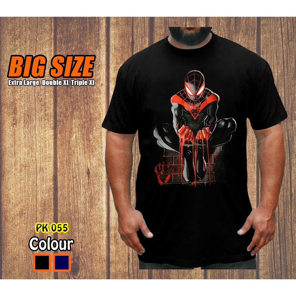 Kaos Big Size Spiderman Miles Morales  Baju Pria Jumbo Tshirt Superhero Rhymes Import Atasan Spider