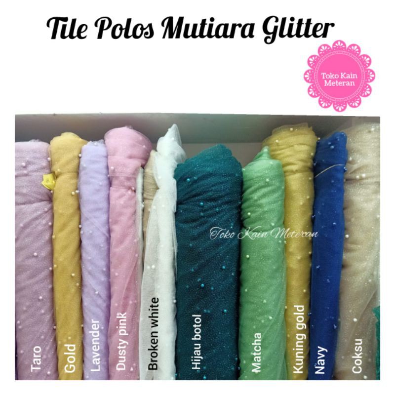 KAIN TILE TULLE MUTIARA GLITTER POLOS