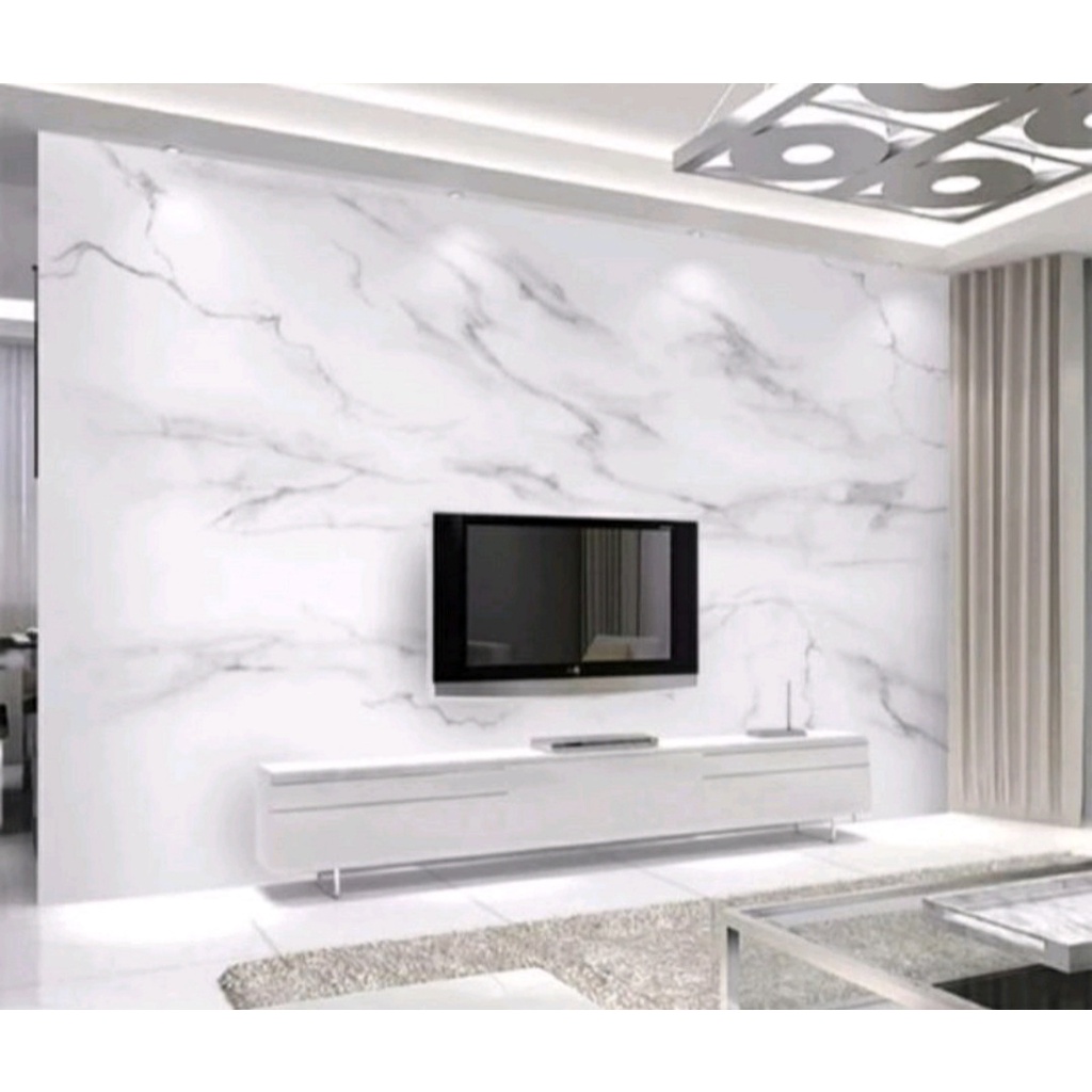 Wallpaper / Sticker Dinding Premium Motif Marble White