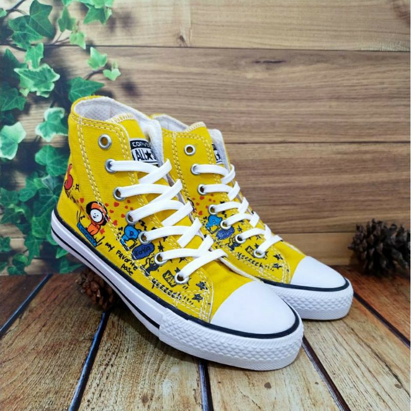 Sepatu Anak Converse All Star BTS Motif Kids Tinggi High 20-35