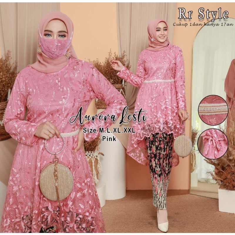 Kebaya Aurora Lesty / Kebaya Modern / Kebaya Wisuda / Kebaya Remaja / Baju Kebaya Kondangan / Setelan Kebaya Modern