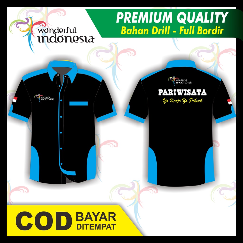 Pre Order Baju Kemeja Hem Full Bordir Driver Travel Pariwisata Bahan Drill