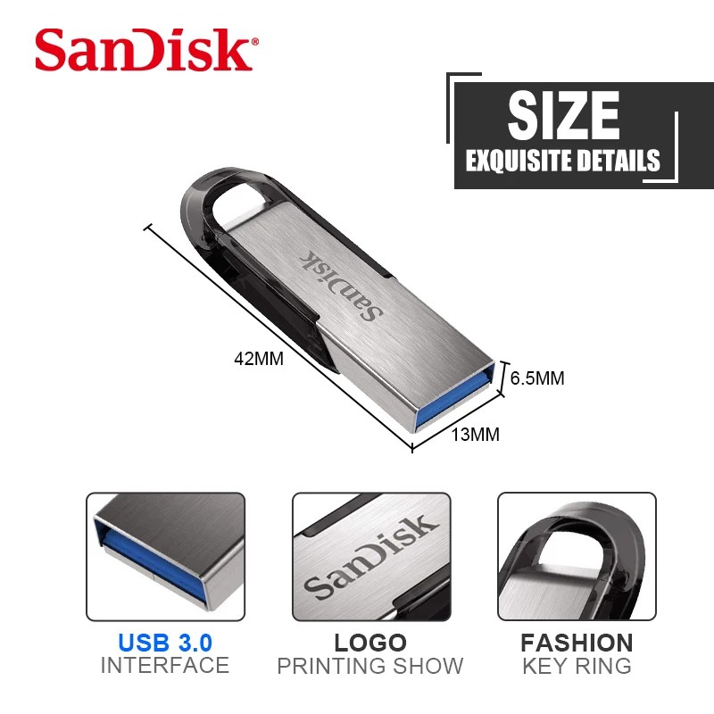 Flash Disk Sandisk 16GB - 32GB - 64GB - 128GB USB 3.0 ULTRA FLAIR