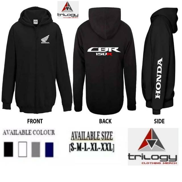 JAKET ZIPPER OTOMOTIF HONDA CBR 150 R - BLACK