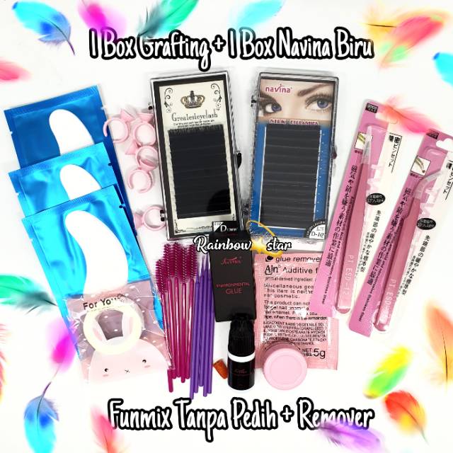 Paket Hemat Eyelash Extension 3/Paket Ekstensi Lem Funmix