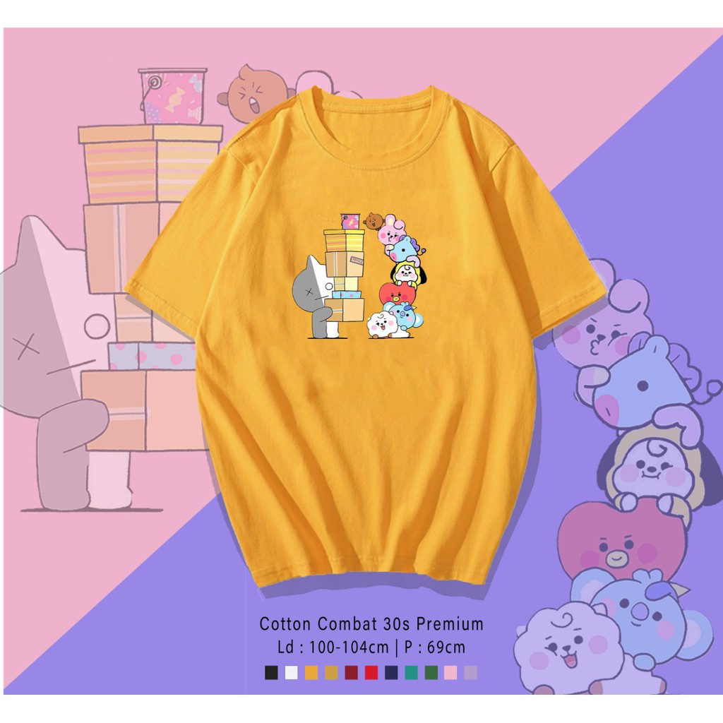 BT21 GIVE   / TERMURAH BAJU KAOS KATUN WANITA/ PRIA UNISEX LENGAN PENDEK / TUMBLR TEE