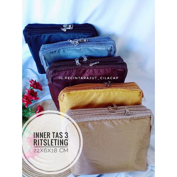 INNER TAS FURING DALEMAN TAS RAJUT 3 RUANG 3 RESLETING RITS