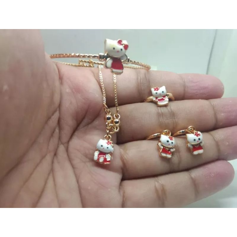 set perhiasan anak,HK 5, set perhiasan titanium asli anti luntur anti karat ,perhiasan 1 set komplit kalung gelang cincin anting,perhiasan mirip mas asli , perhiasan berlapis emas 24 k