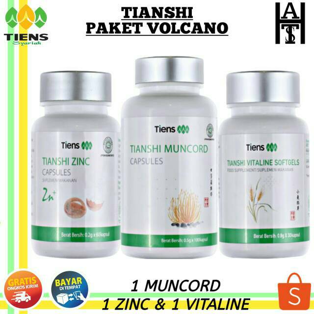 Tiens Paket Volcano, Penambah Stamina Pria, Muncord, Zinc, Vitaline