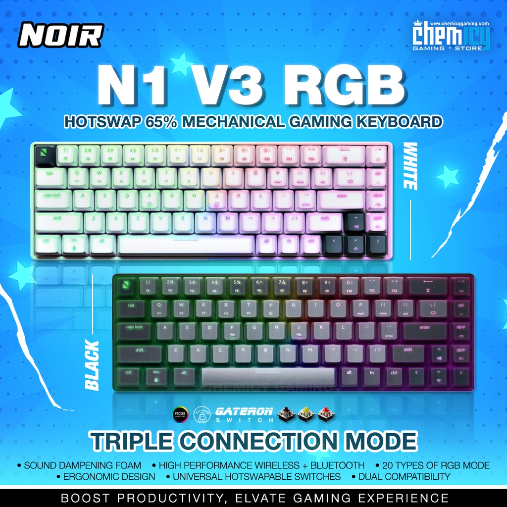 Noir N1 V3 65% Hotswap Wireless Bluetooth Mechanical Gaming Keyboard