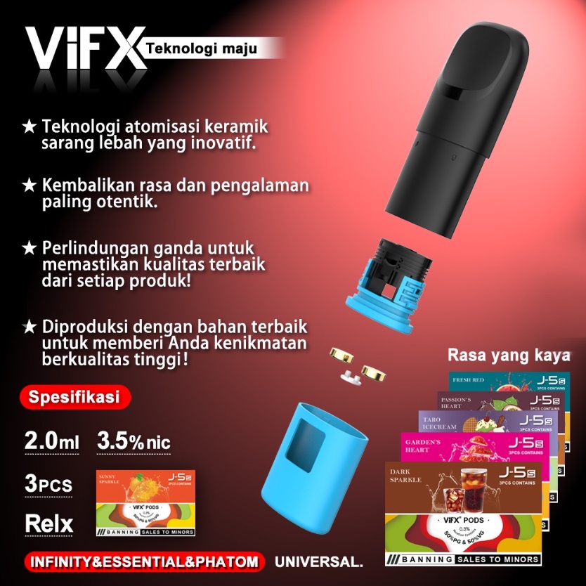 ViFX Compatible 100% RELX Essential Infinity Phantom Pod 3PCS Ice Grape Flavour 2.0ml