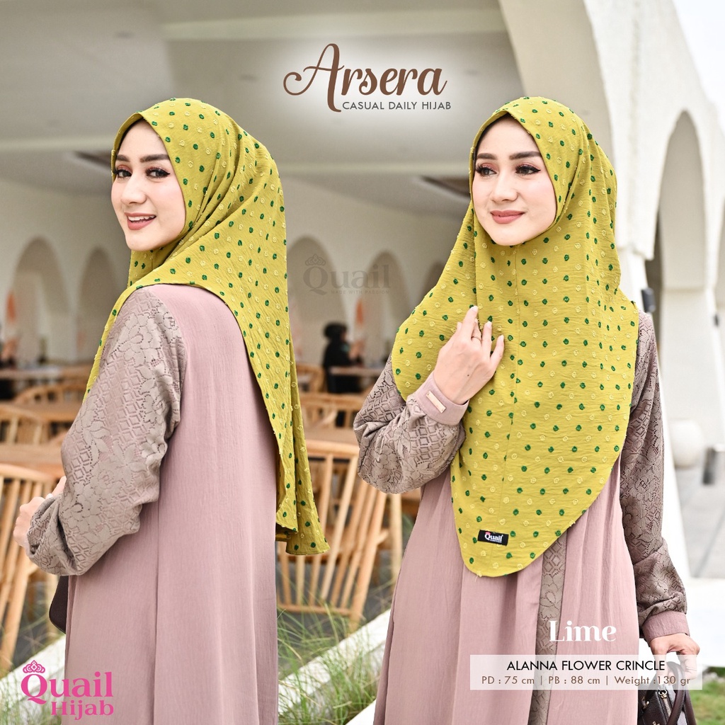 Jilbab ARSERA Quail Hijab Original Instan Motif Crinkle Premium Terbaru COD Distributor Resmi